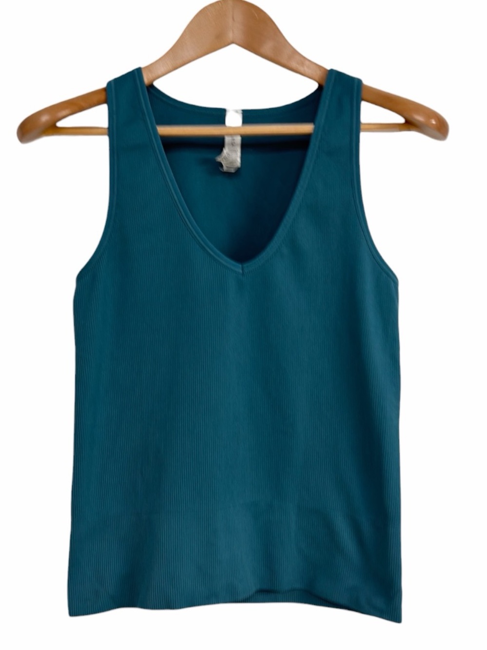 Athleta Aurora Ribbed V Neck Tank Top Deep Teal Sleeveless Stretch Small - Picture 2 of 9